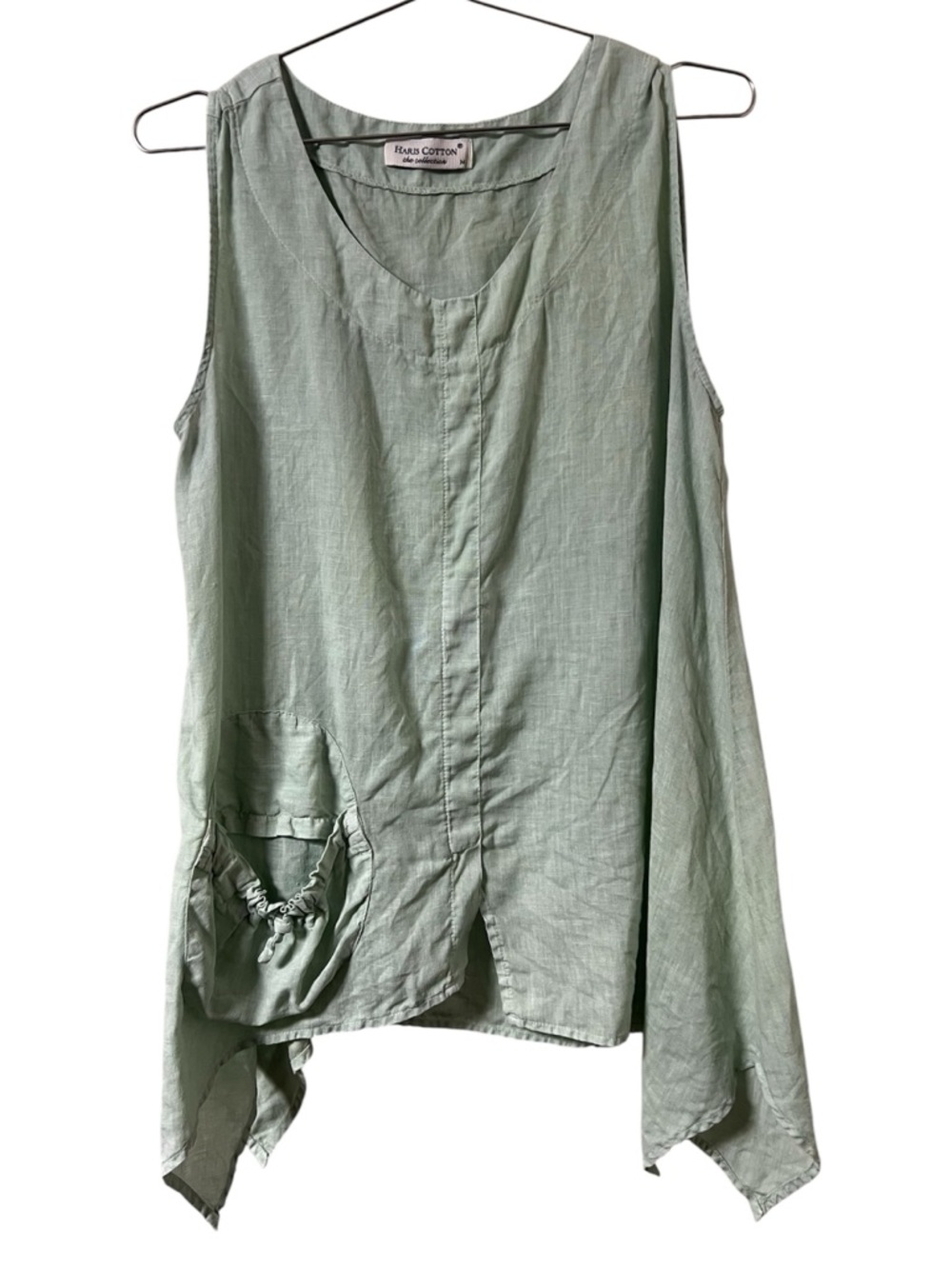 Haris Cotton The Collection Linen Top Women’s M Pistachio Bohemian Sleeveless